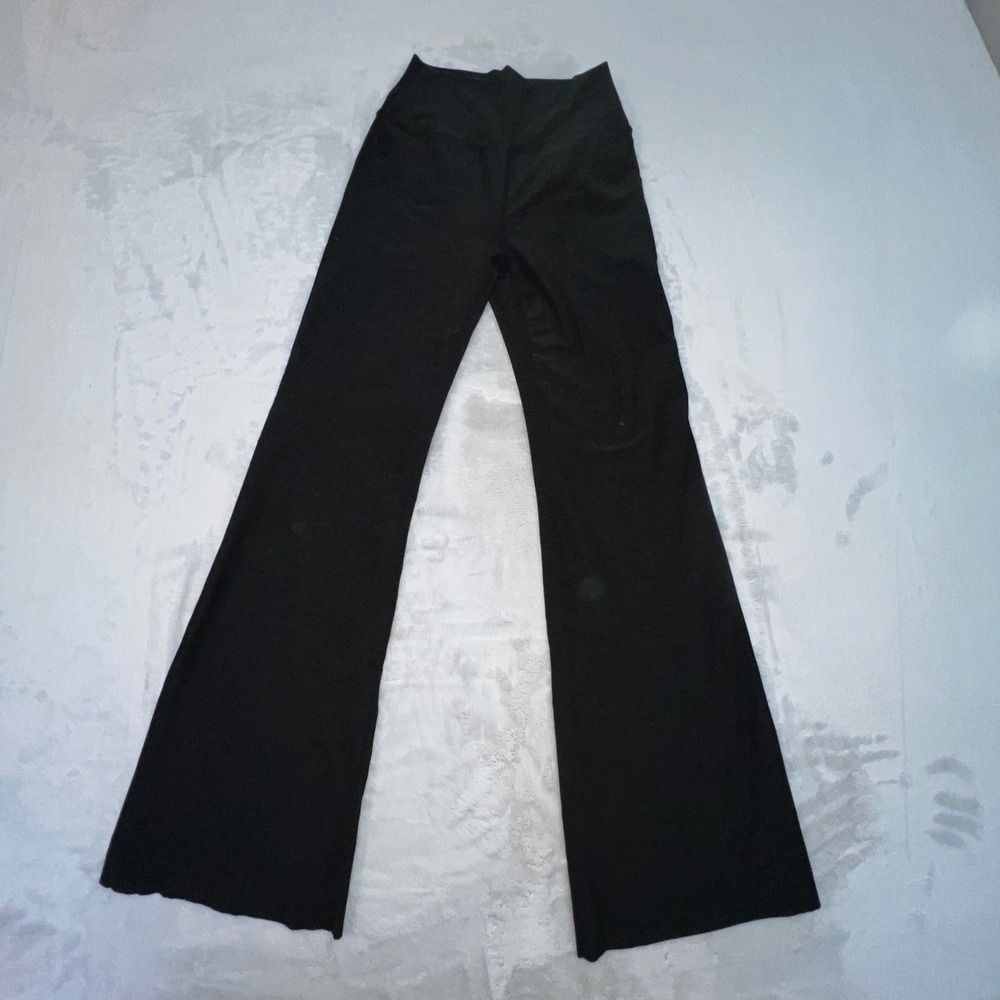 Womens Black Flare Yoga Pants Medium High Waist Stretch Athleisure Loungewear